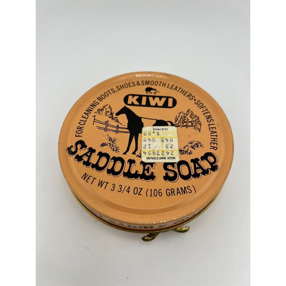 Vintage Kiwi Leather Classic‎ Saddle Soap Round Tin - 3 3/4oz (106g)